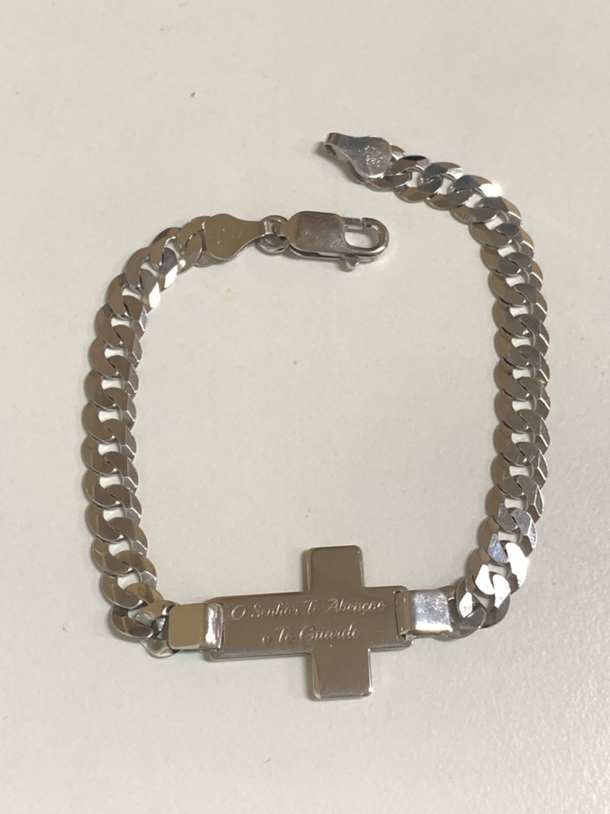 Pulseira masculina de prata branca
