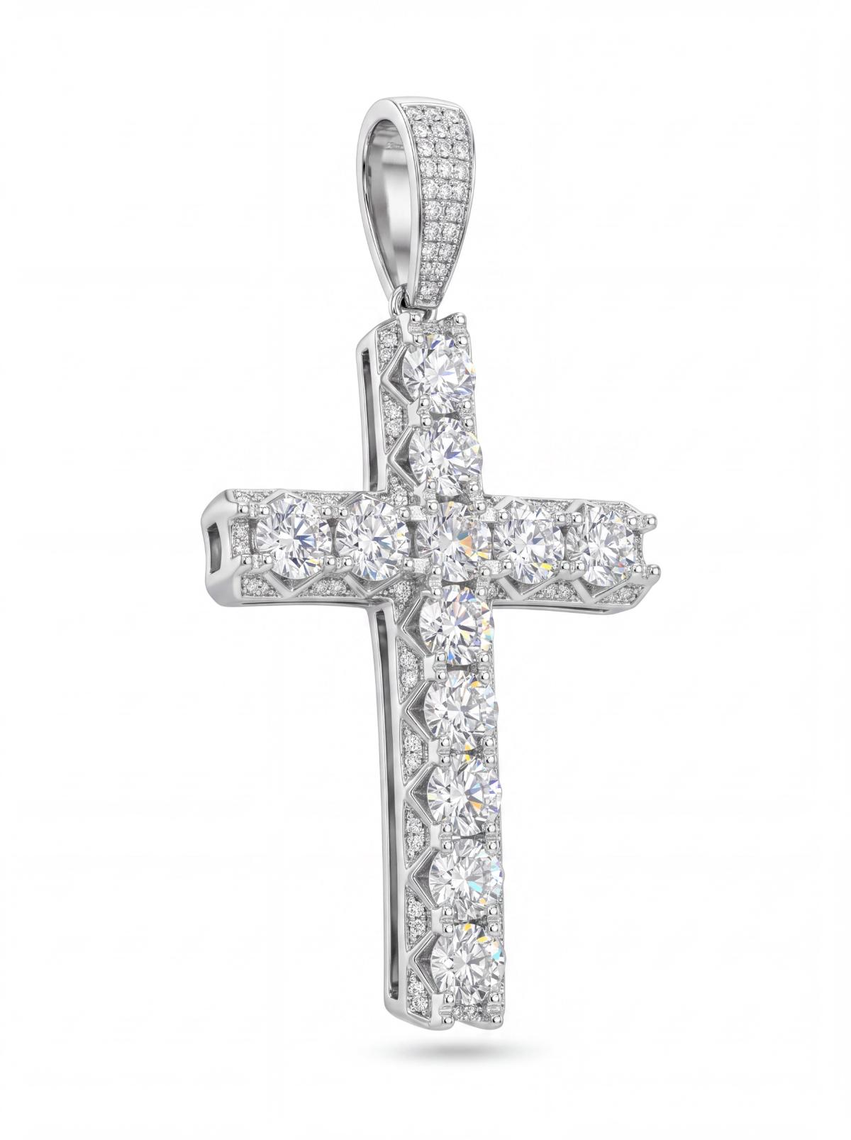 White Silver Cross Pendant with CZ