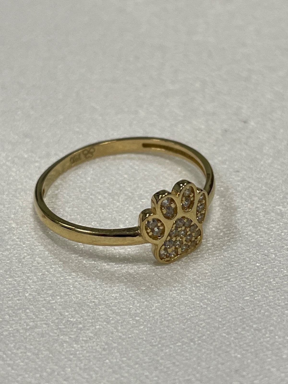 18K Yellow Gold Dog Palm Ring with CZ