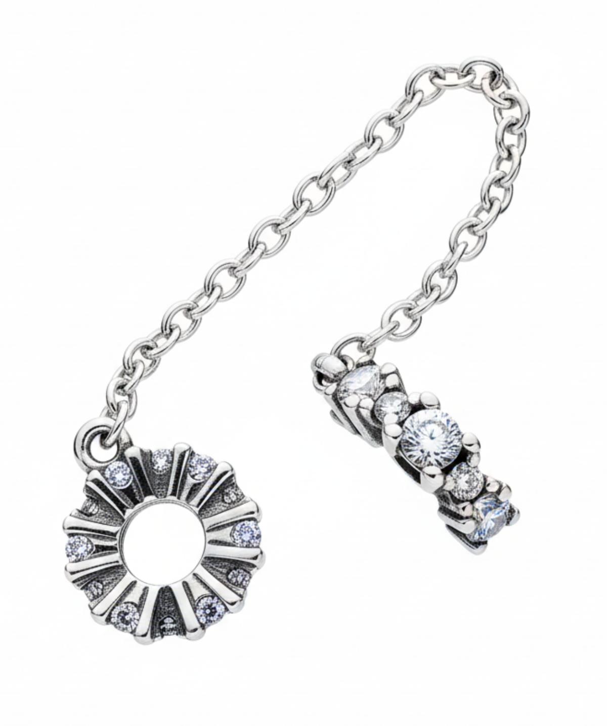 White Silver Pandora Lock Charm with CZ