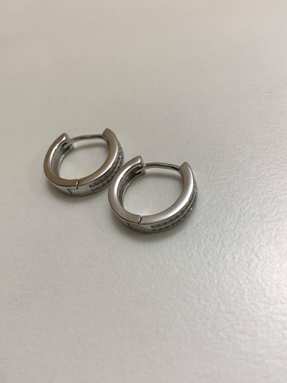 White Silver Earring with CZ