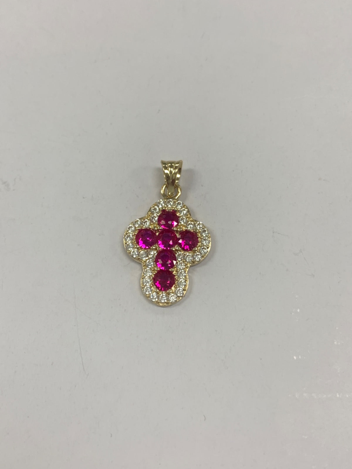 14K Yellow Gold Cross Pendant with CZ
