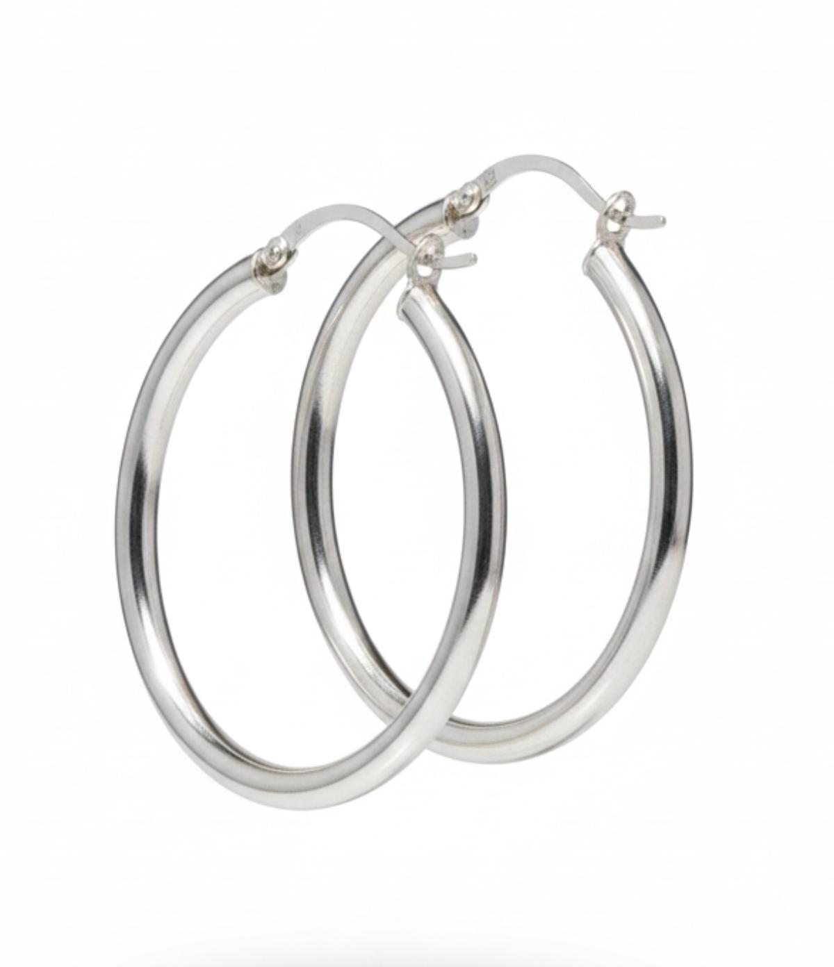 White Silver Hoop Earring