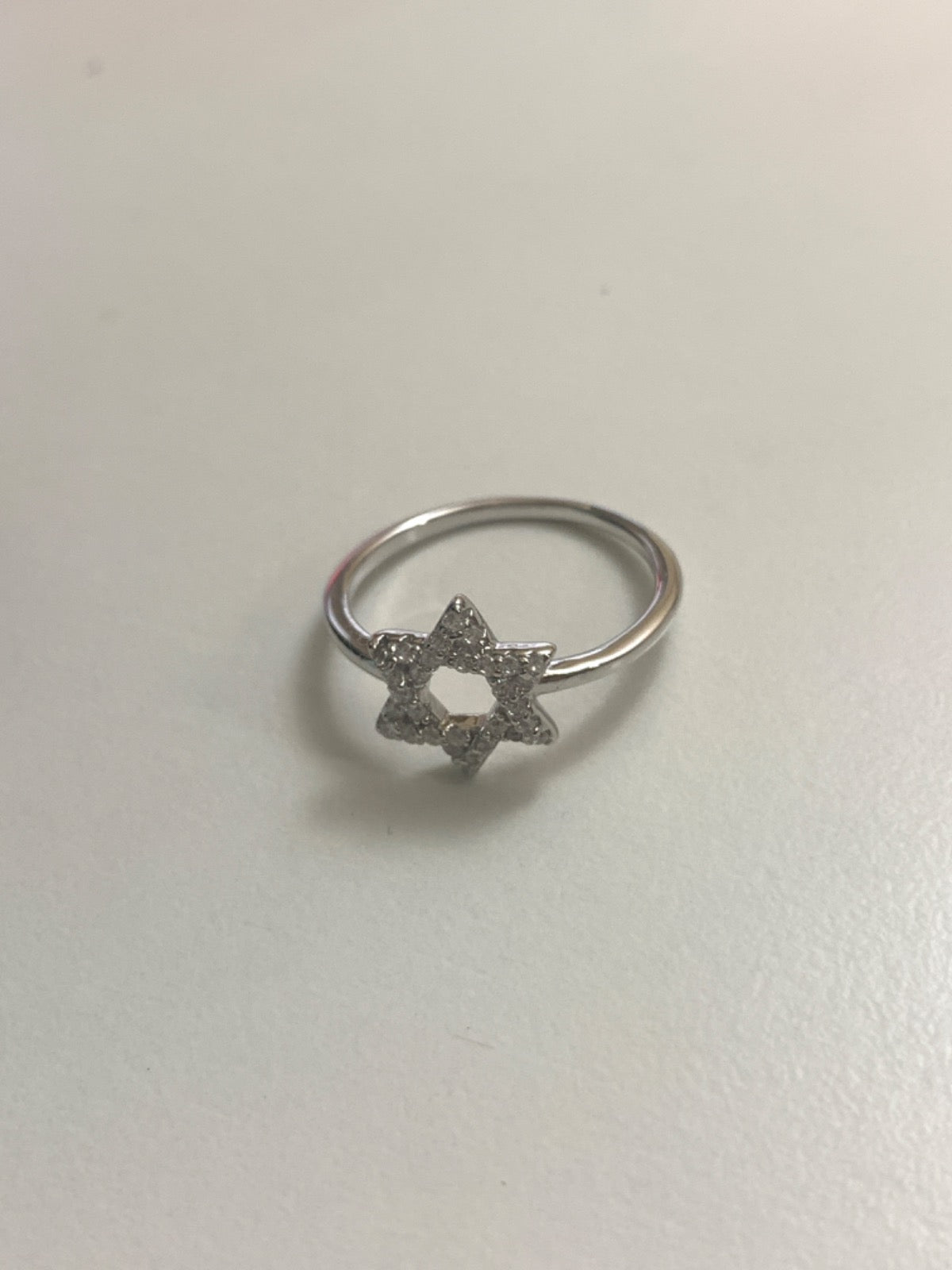 White Silver Ring with CZ