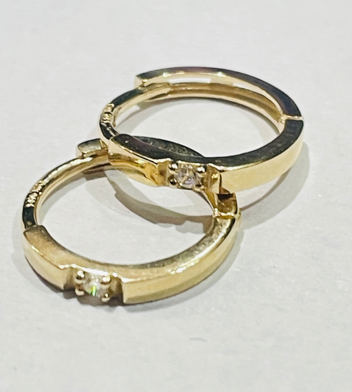 14K Yellow Gold Small Hoop Earring with CZ