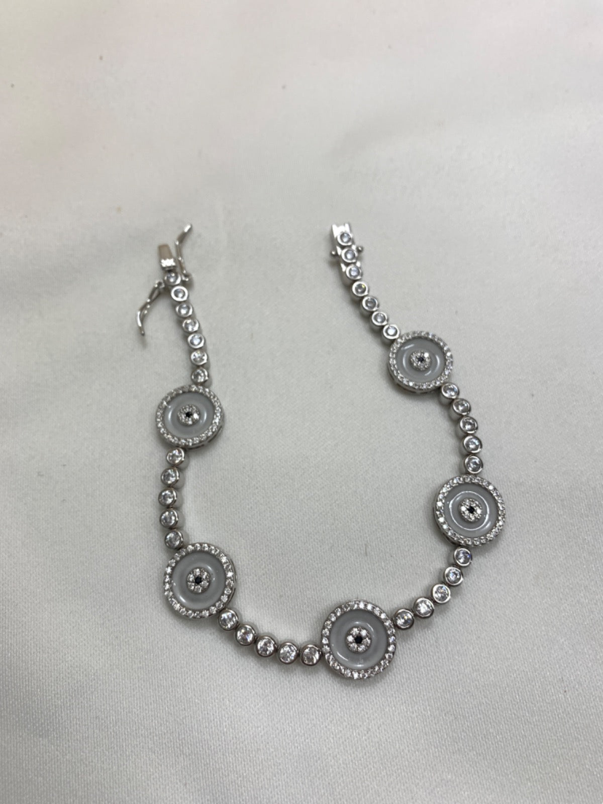 White Silver Bracelet with CZ