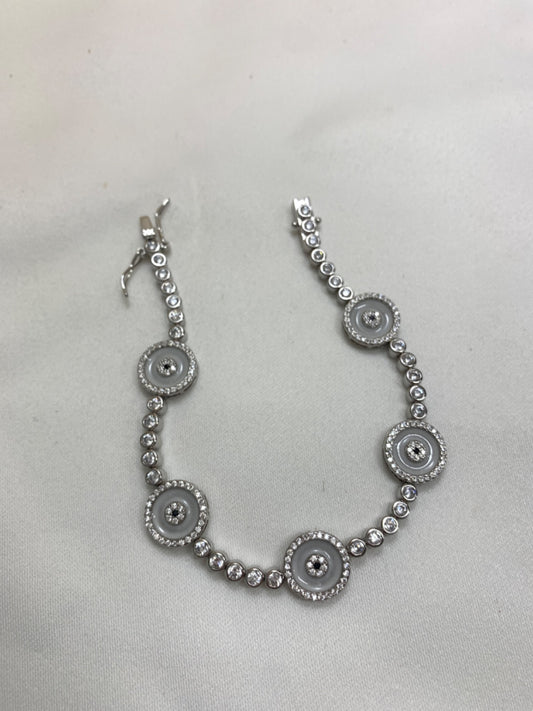 White Silver  Bracelet with CZ