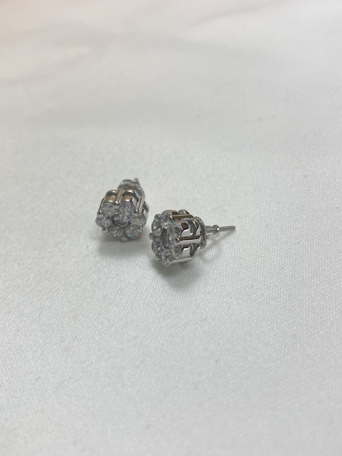 White Silver Earring with CZ