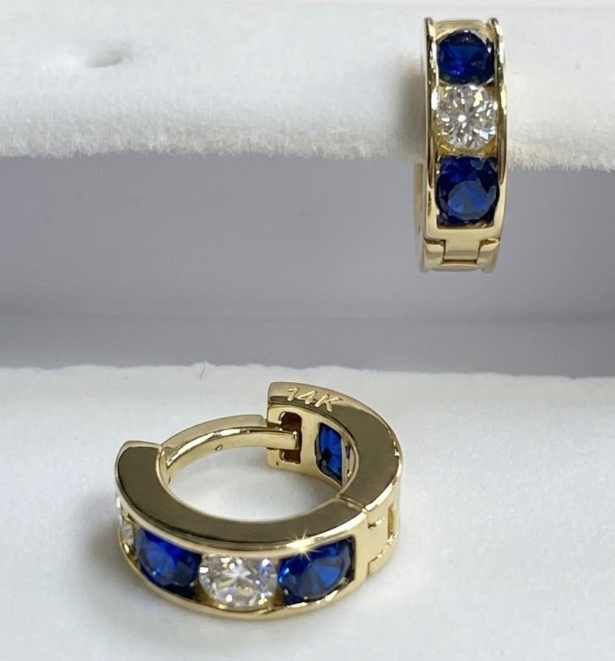 14K Yellow Gold Hoop Earring with CZ