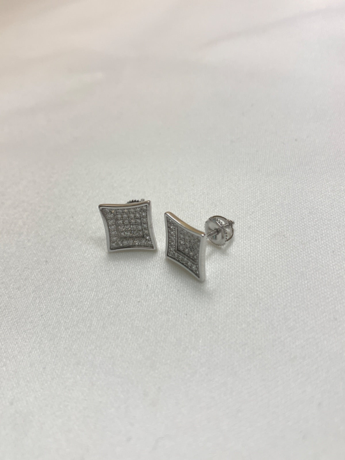 White Silver Earring with CZ