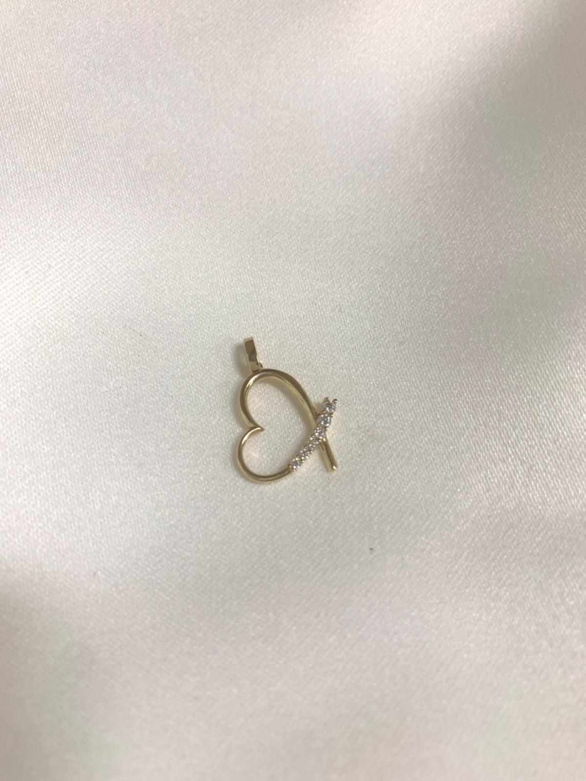 18K Yellow Gold Heart Pendant with CZ