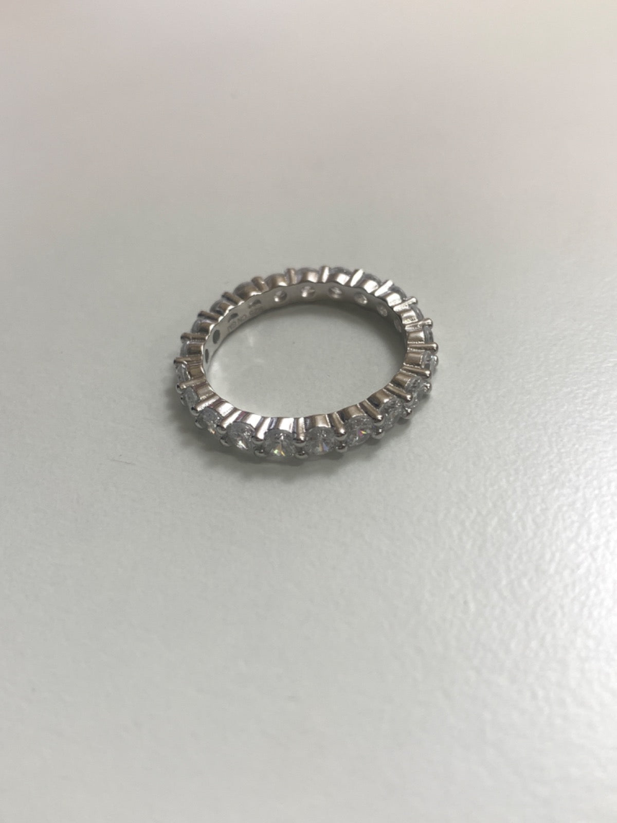 White Silver Ring with CZ