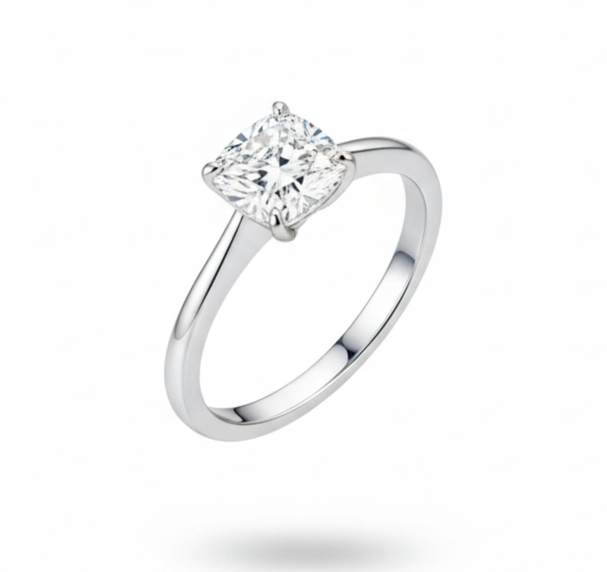White Silver Engagement Ring with CZ