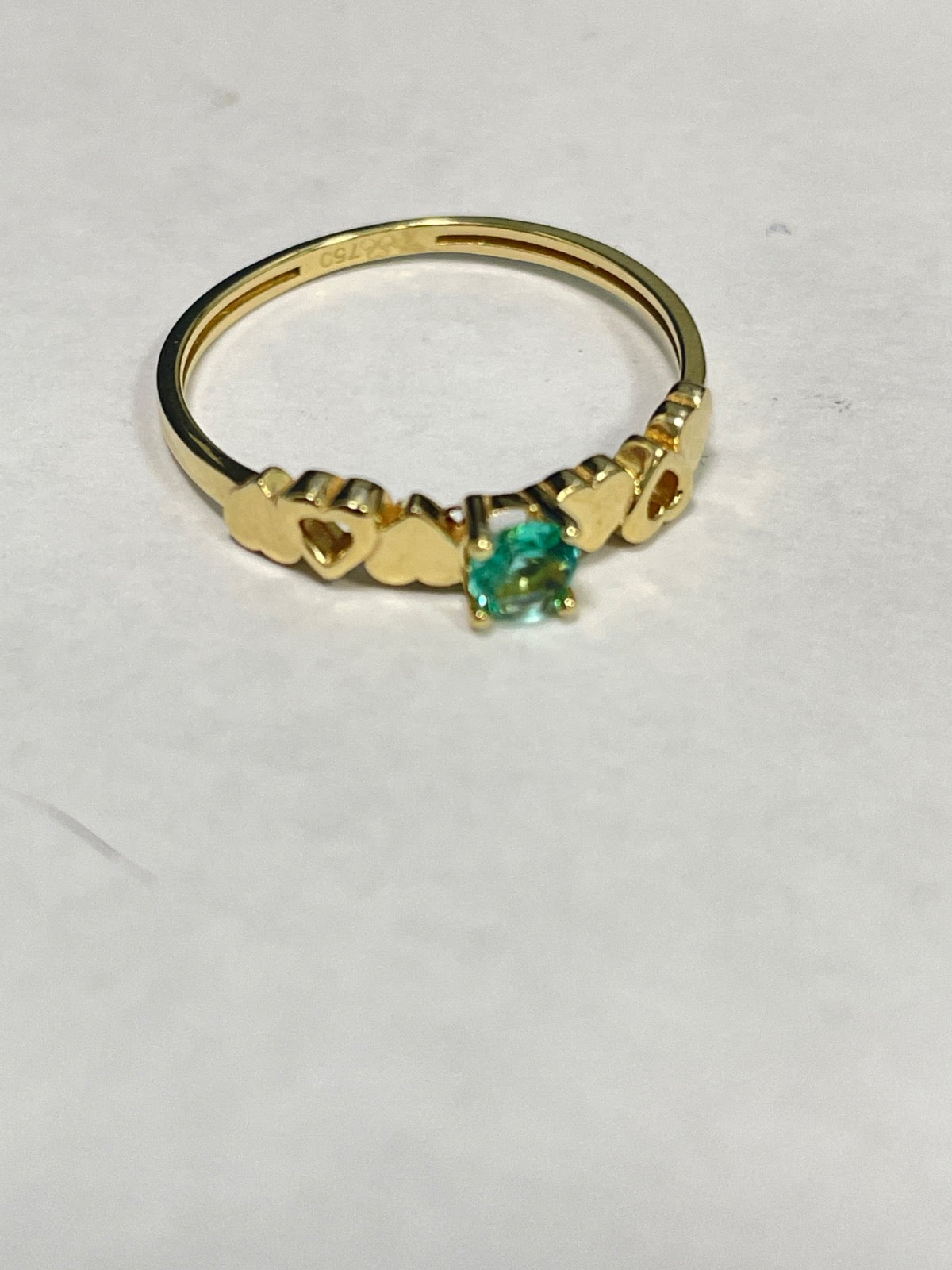 18K Yellow Gold Heart Ring with CZ