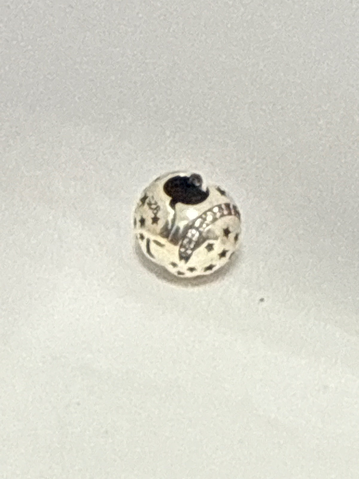 White Silver Pandora Lock Charm with CZ