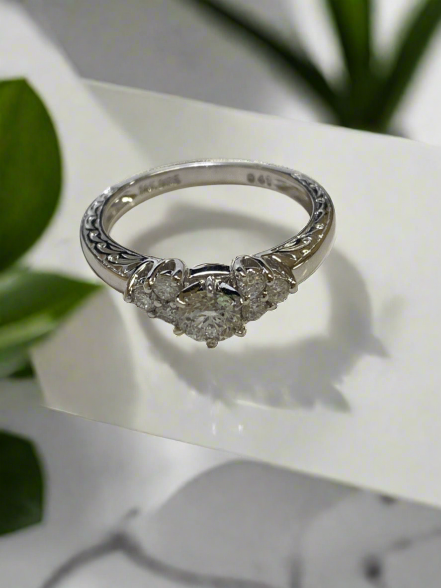 14K White Gold Ring with Diamond