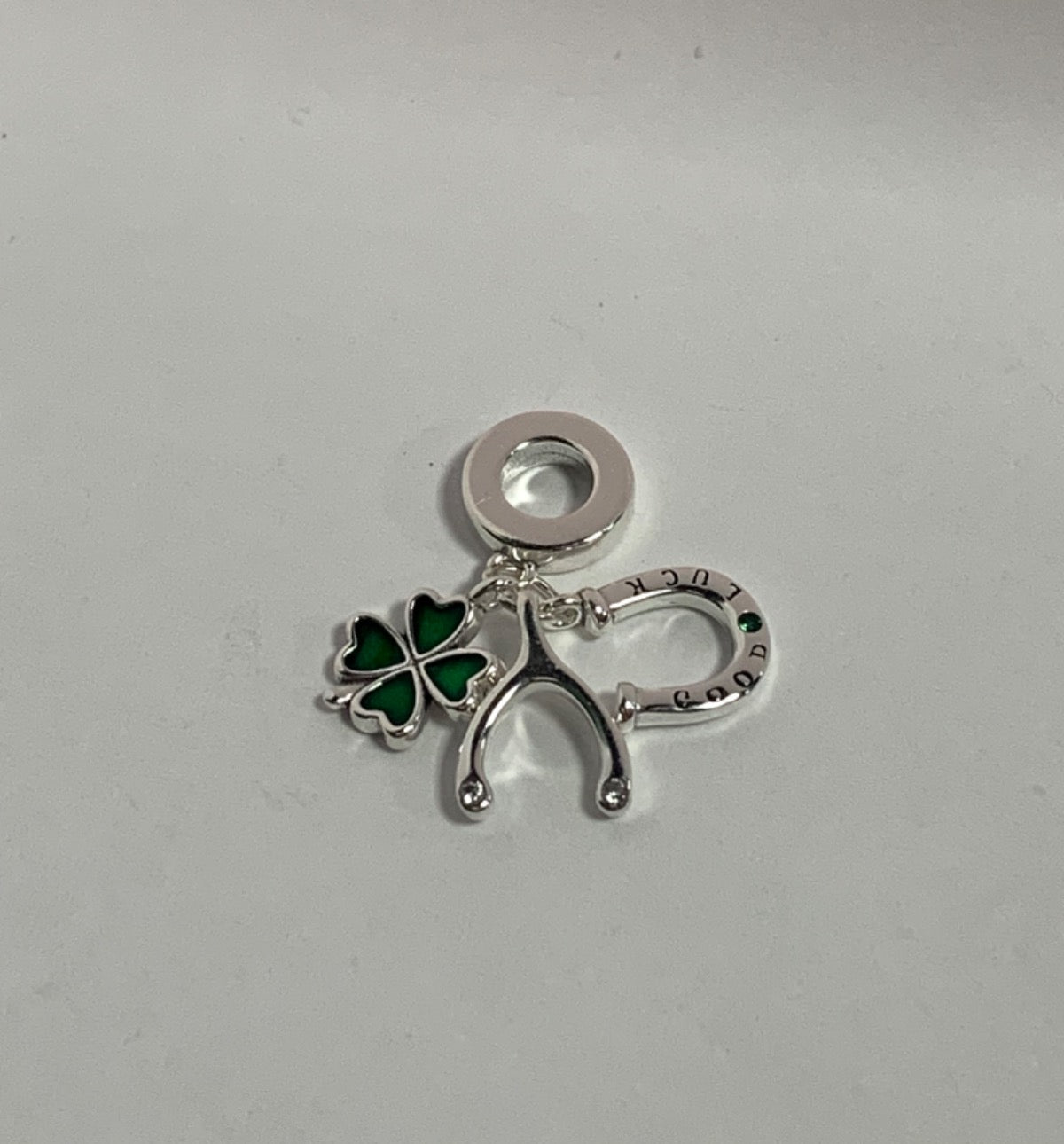 White Silver Charm with CZ