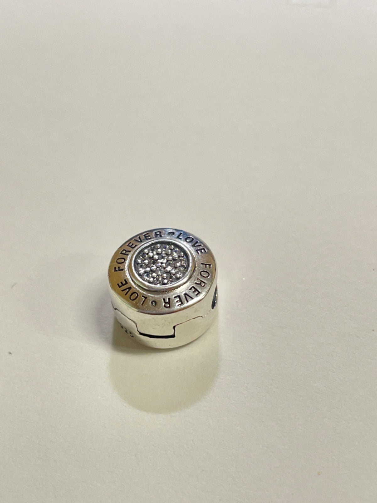 White Silver Locker Charm with CZ