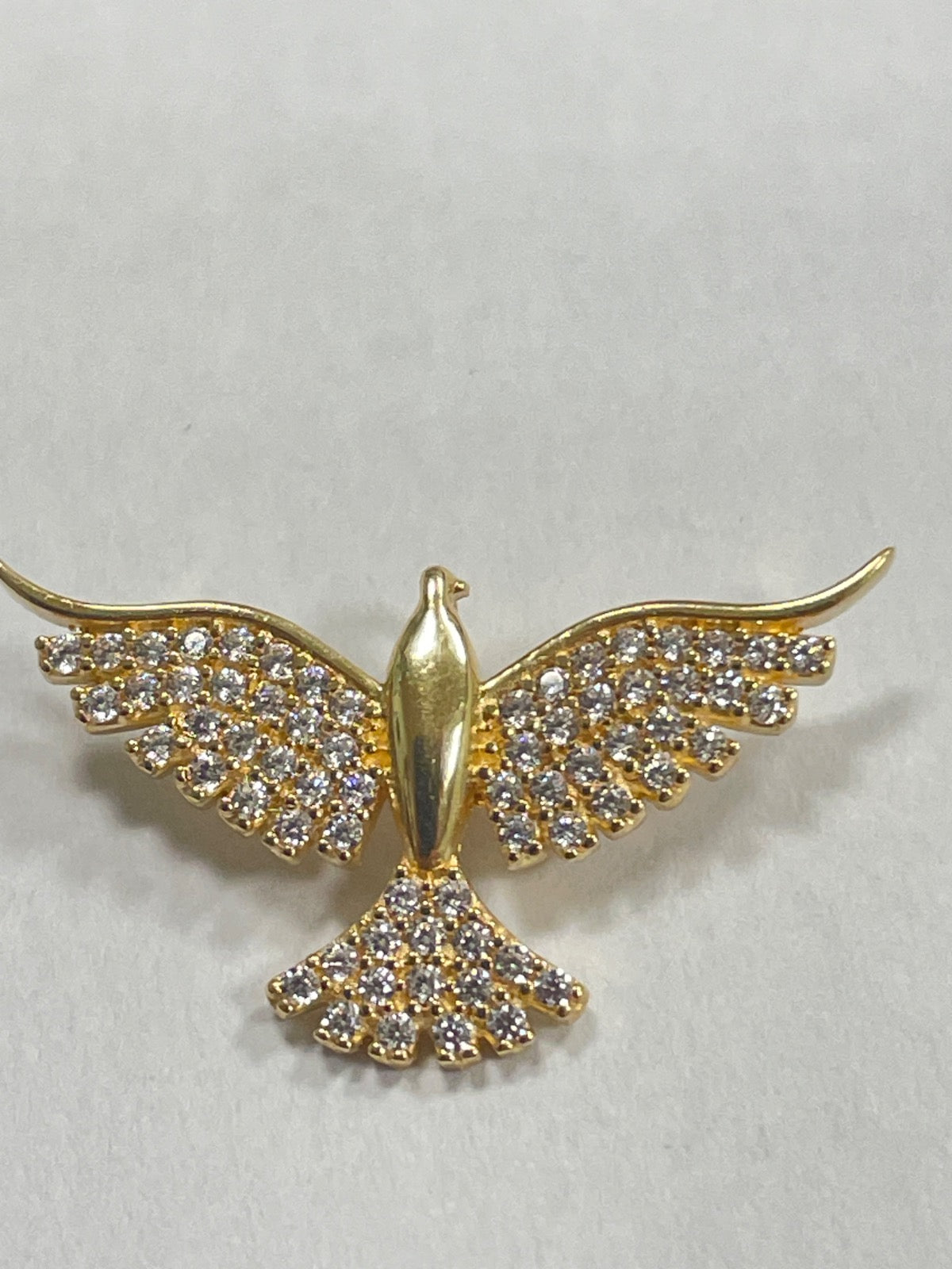 18K Yellow Gold Holy Spirit Pendant with CZ
