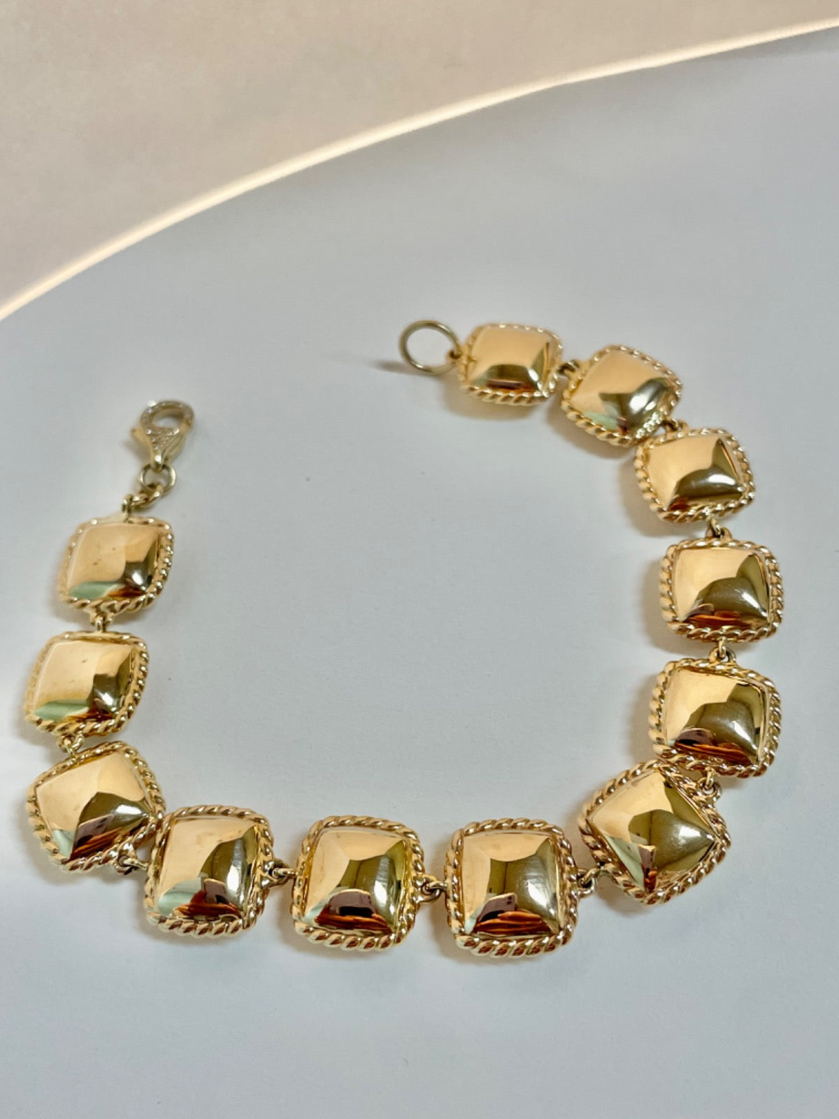 14K Yellow Gold Square Blocks Bracelet with Diamond