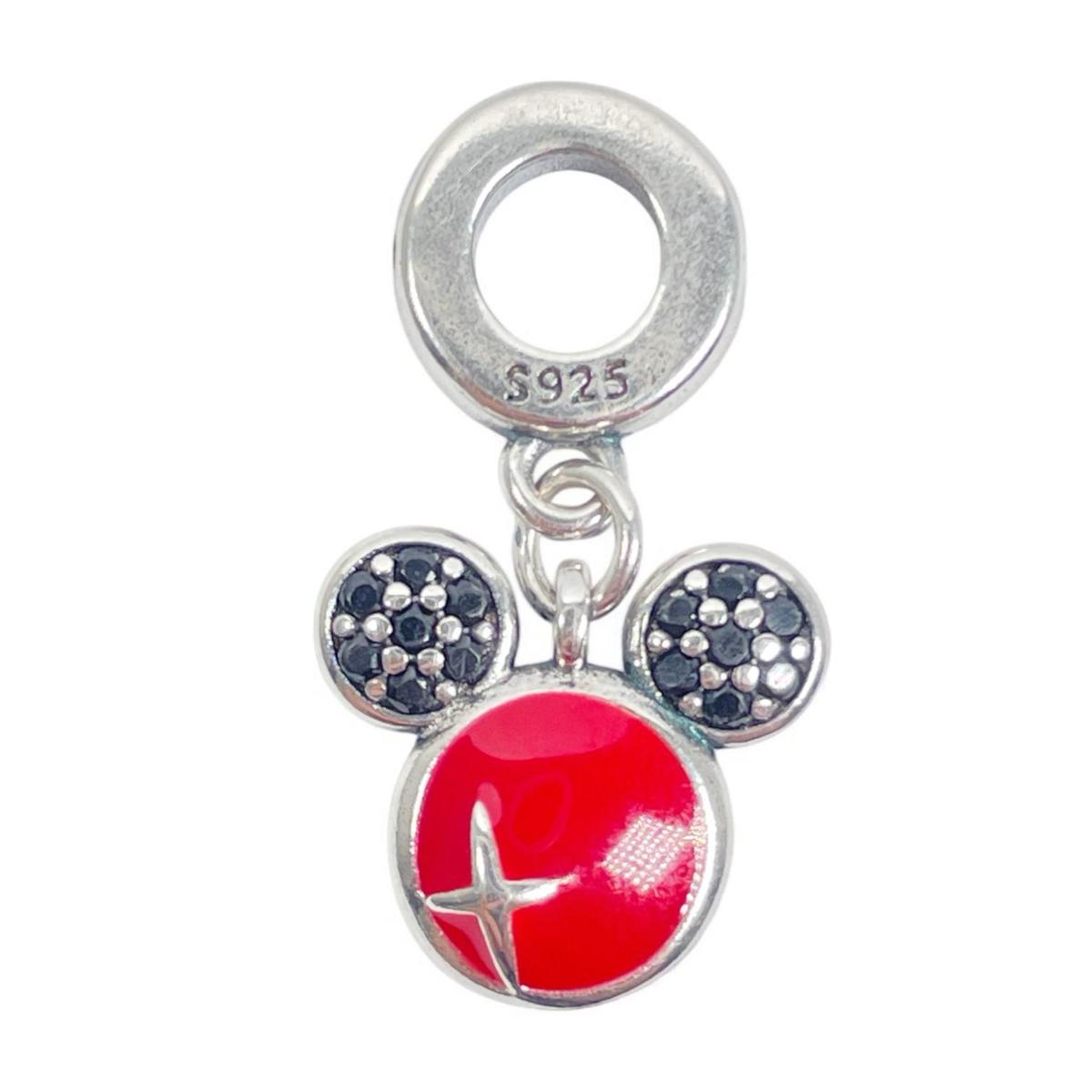 White Silver Red Minnie Charm with CZ