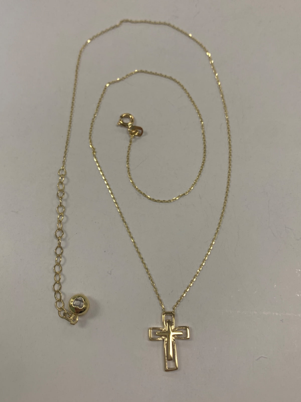 14K Yellow Gold Cross Chain with CZ