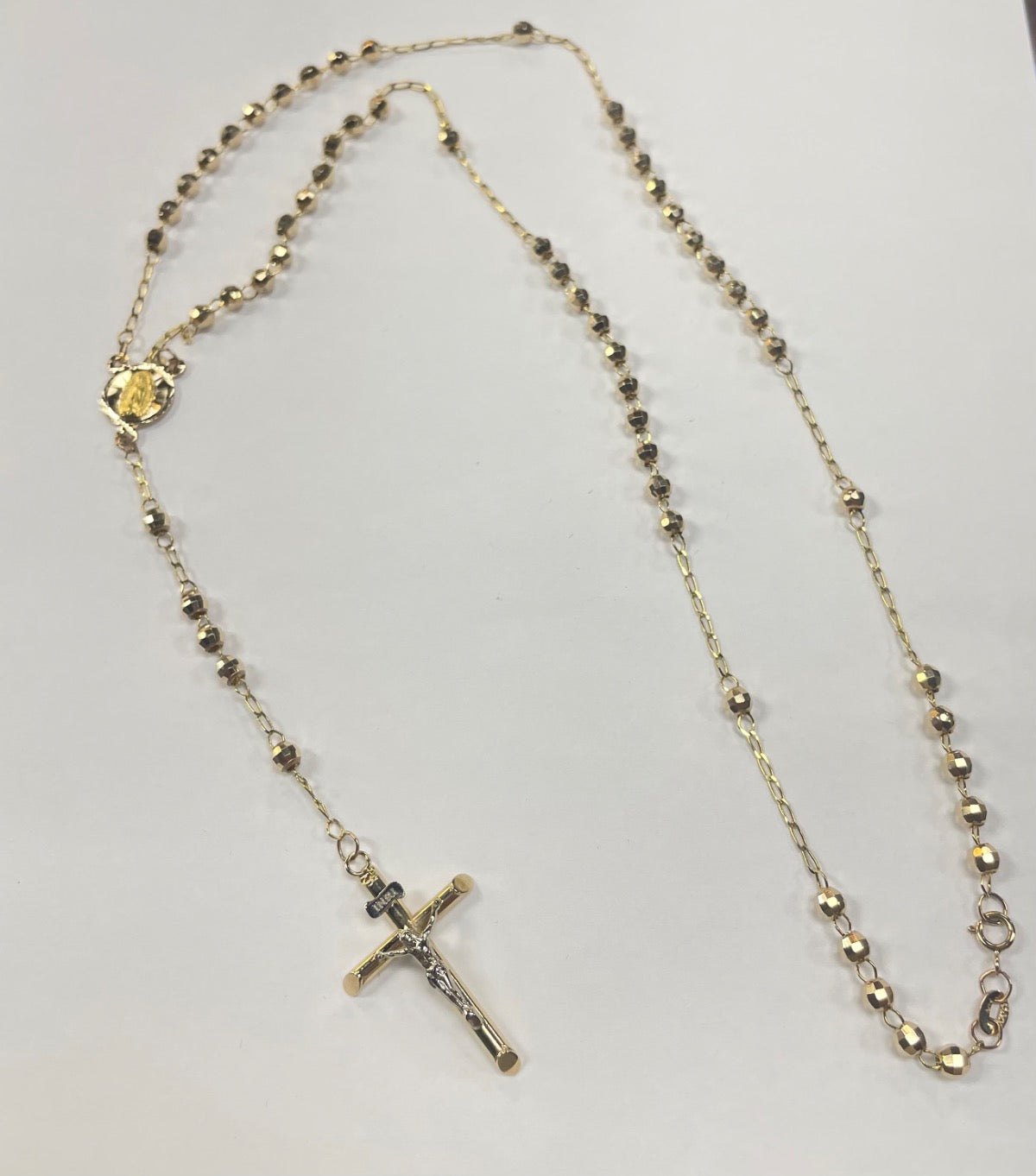 14K Yellow Gold Rosario Charm Necklace Set