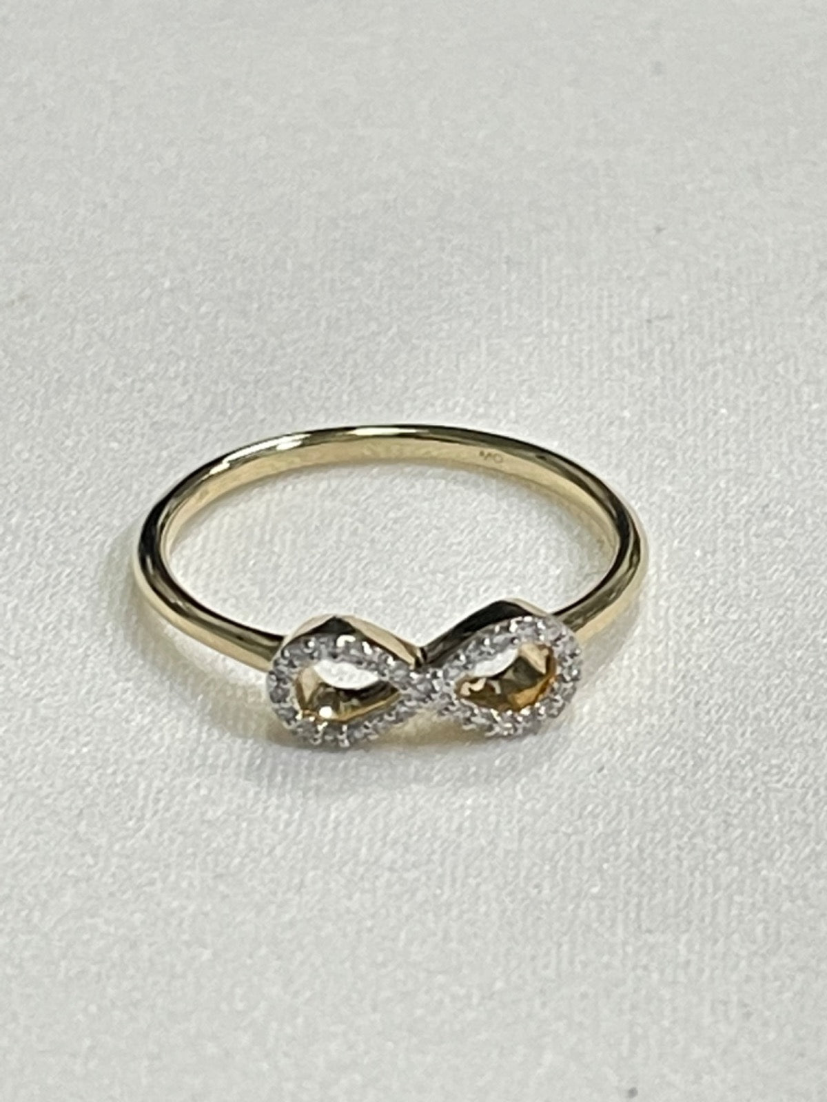 14K Yellow Gold Infinity Ring with Diamond