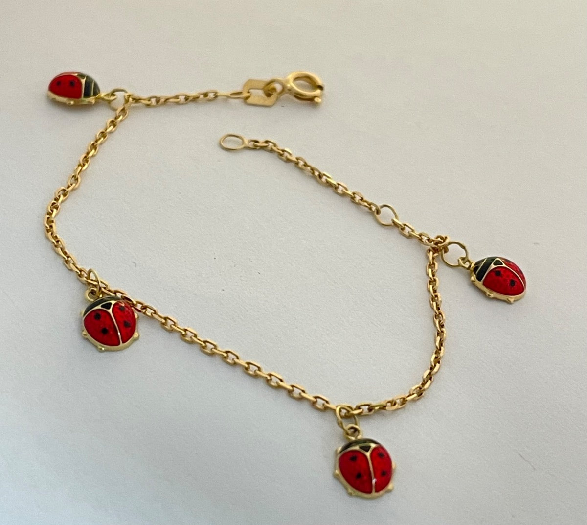 18K Yellow Gold Ladybug Baby Bracelet