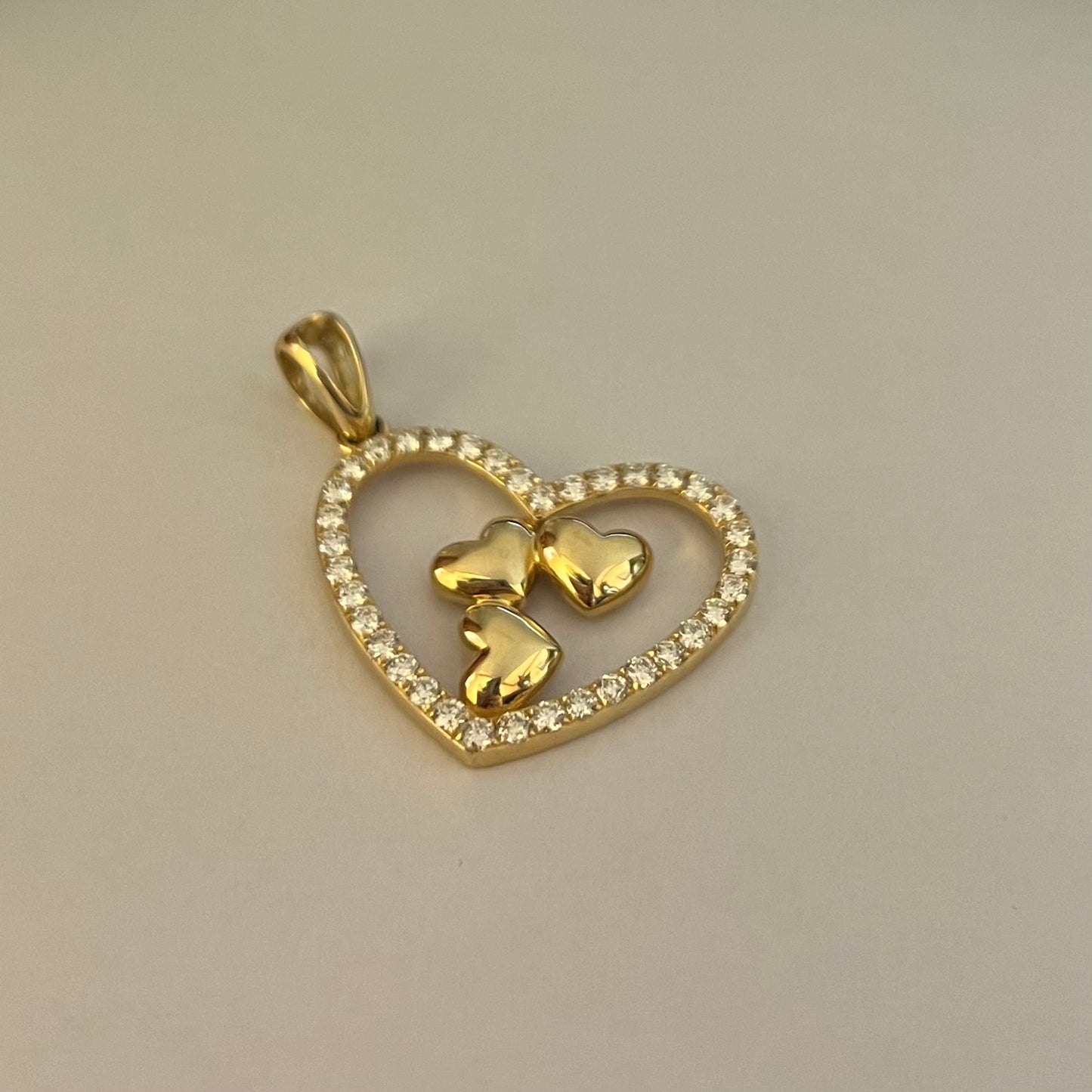 14K Yellow Gold Heart Pendant with Diamond