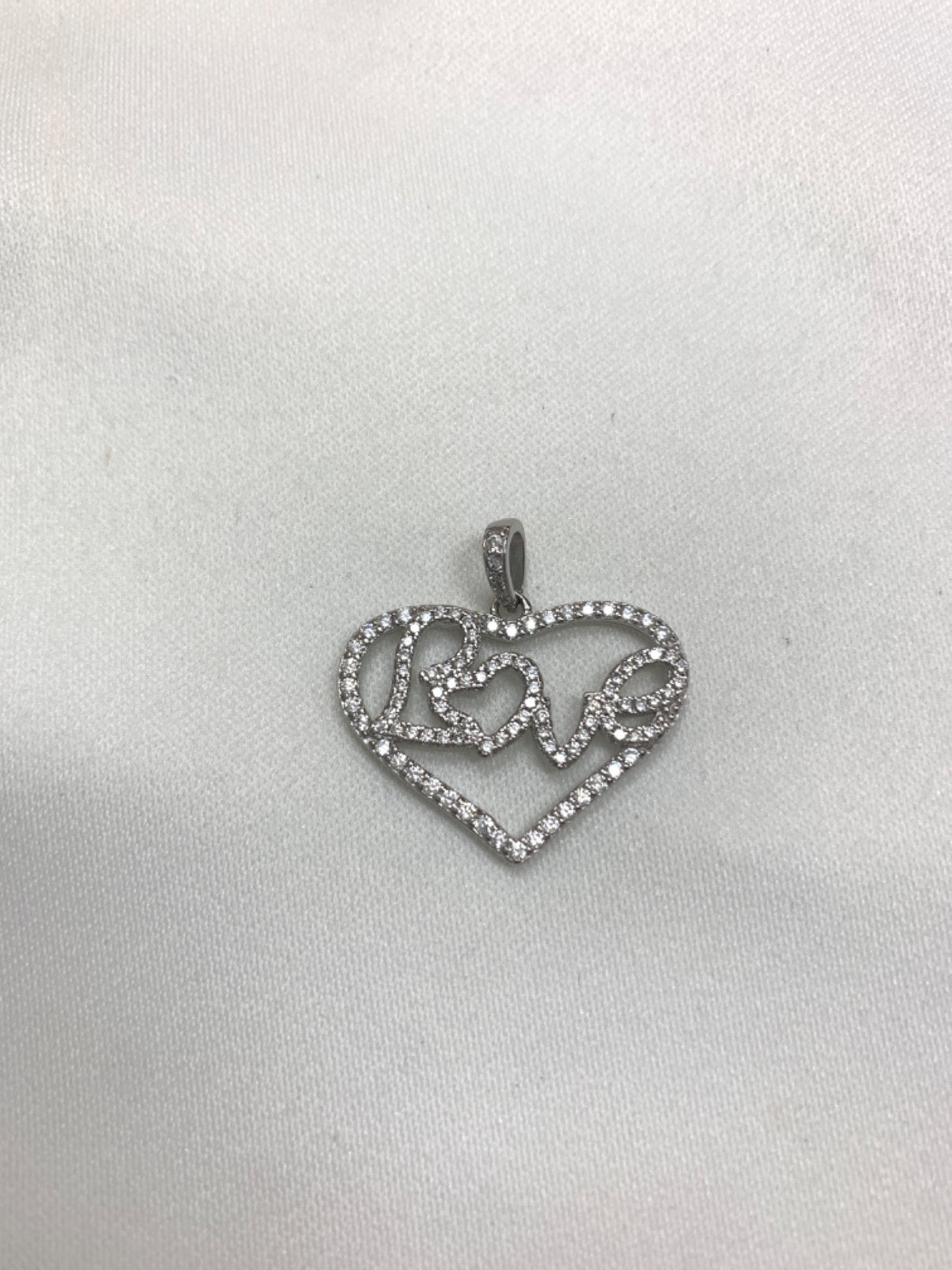White Silver Pendant with CZ