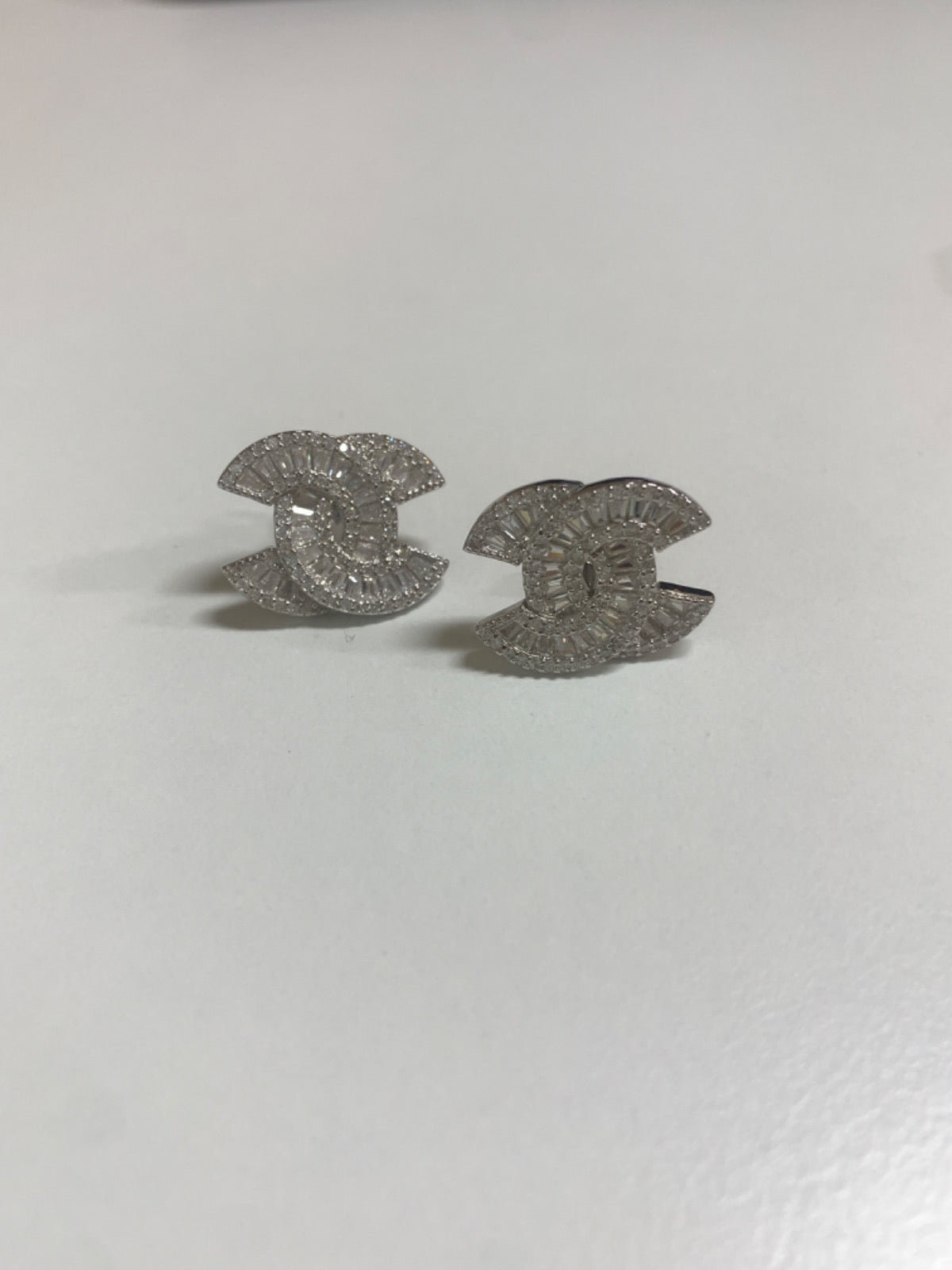 White Silver Earring with CZ