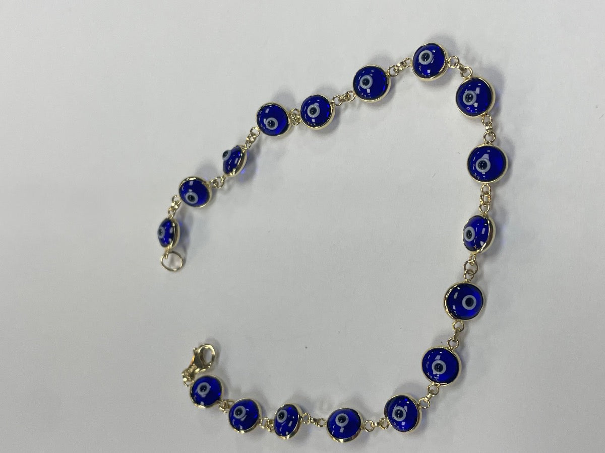 14K Yellow Gold Eye Bracelet with CZ
