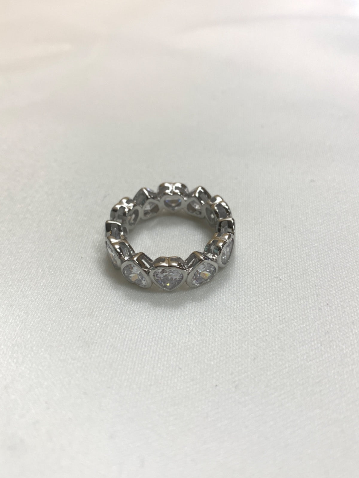 White Silver Ring with CZ