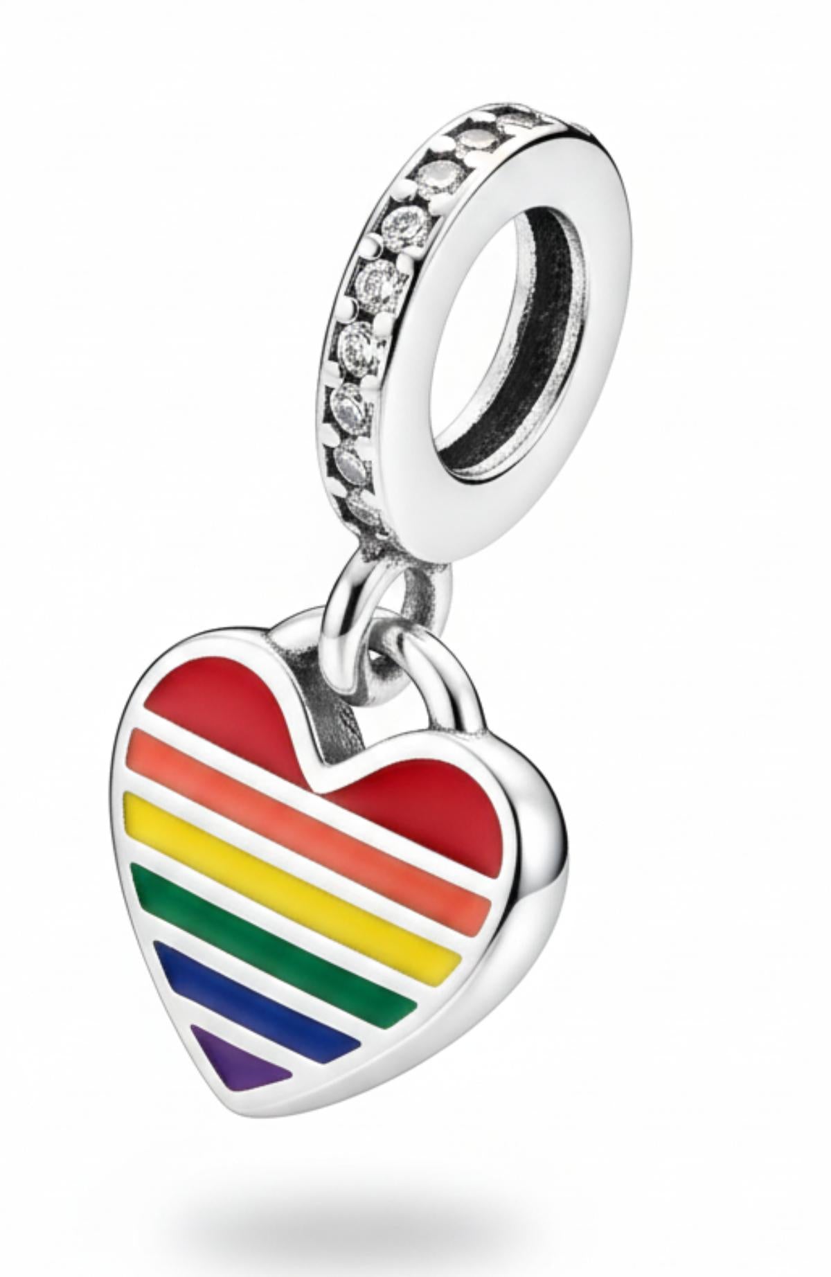 White Silver Pandora Pride Charm with CZ