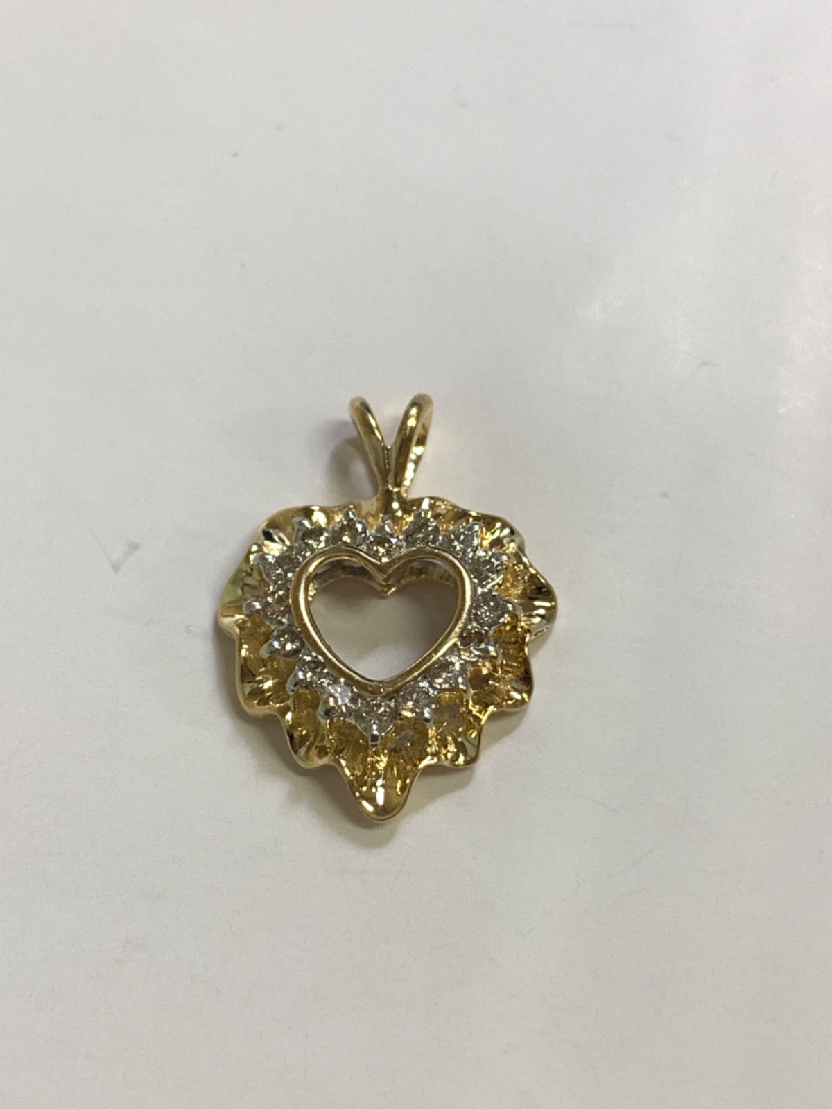 14K Yellow Gold Heart Pendant with Diamond