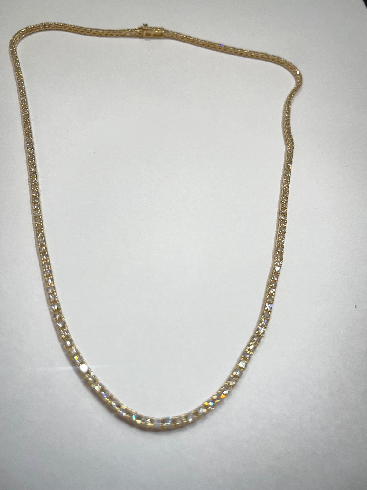 14K Yellow Gold Tennis Necklace with Lab Diamond