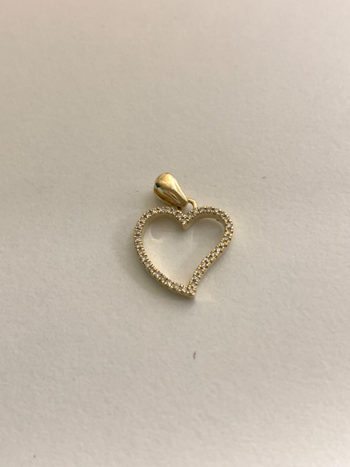 14K Yellow Gold Heart Pendant with Diamond