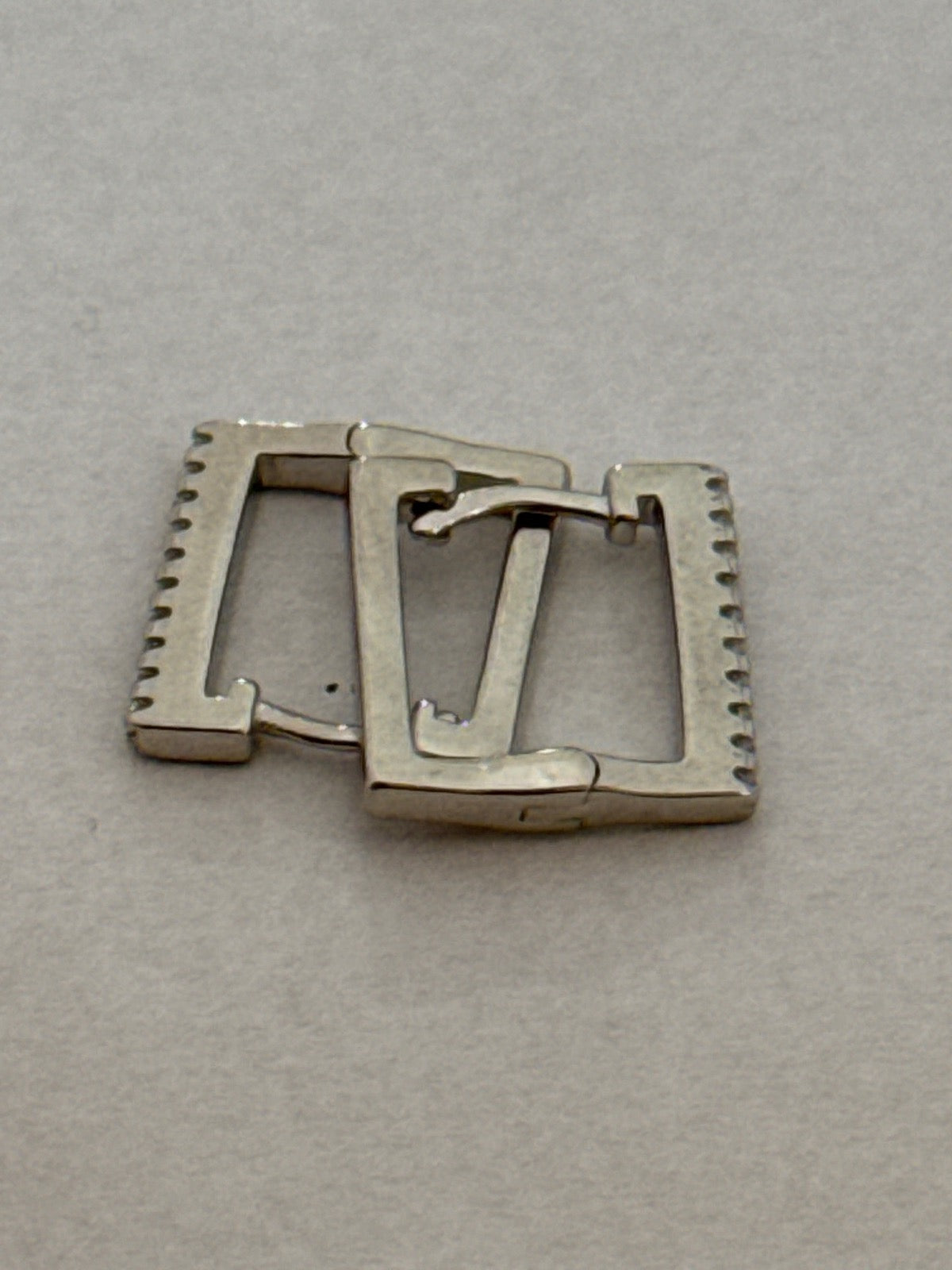 White Silver Square Hoop Earring