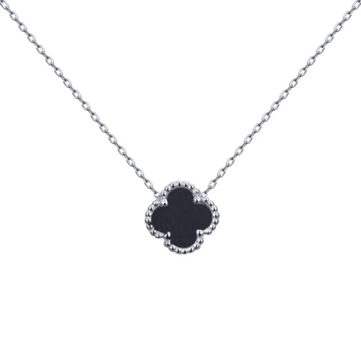 White Silver Clover Necklace