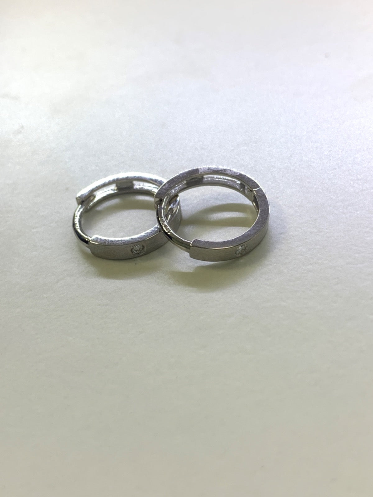 14K White Gold Hoop Earring with Diamond