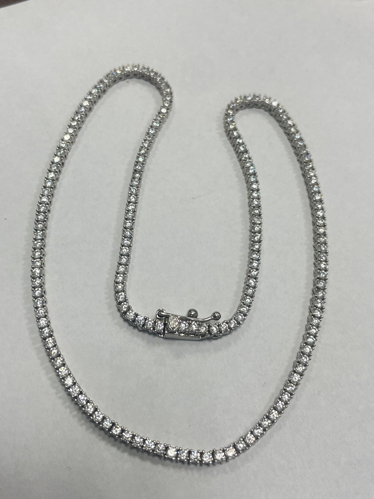 White Silver Necklace with CZ