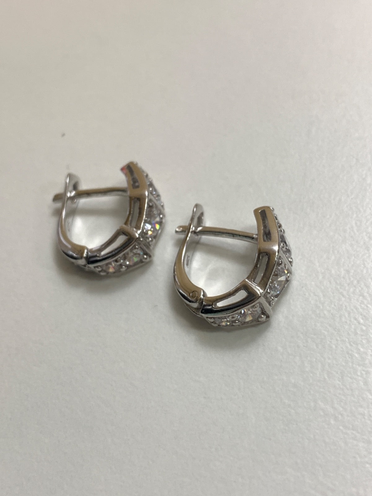 White Silver Earring with CZ