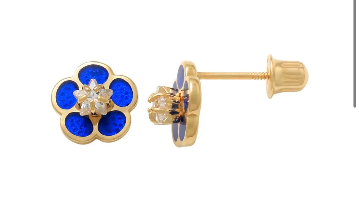 14K Yellow Gold Baby Earring with CZ
