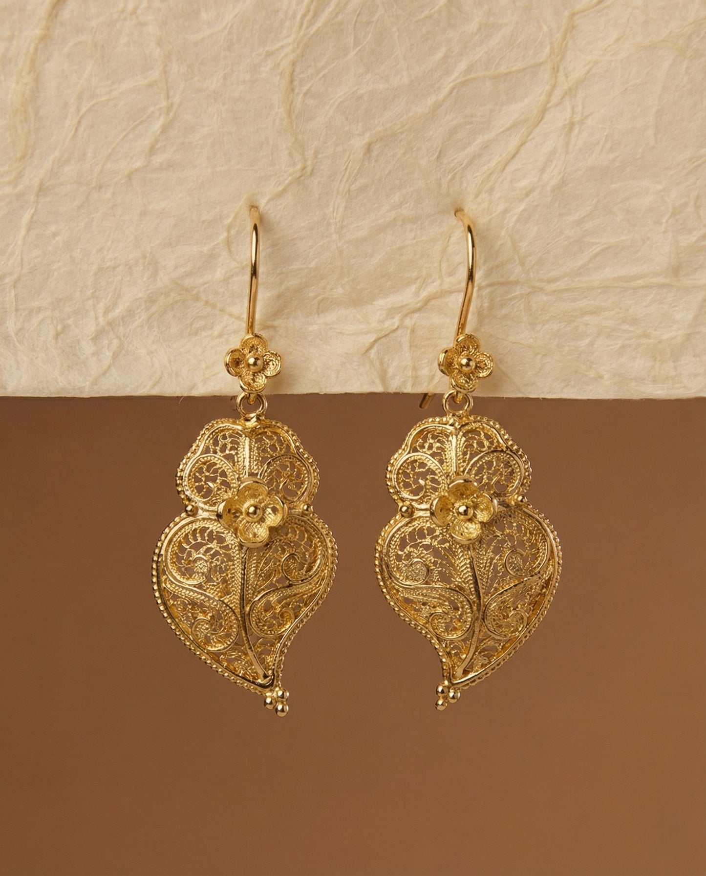 18K Yellow Gold Leafs Earring