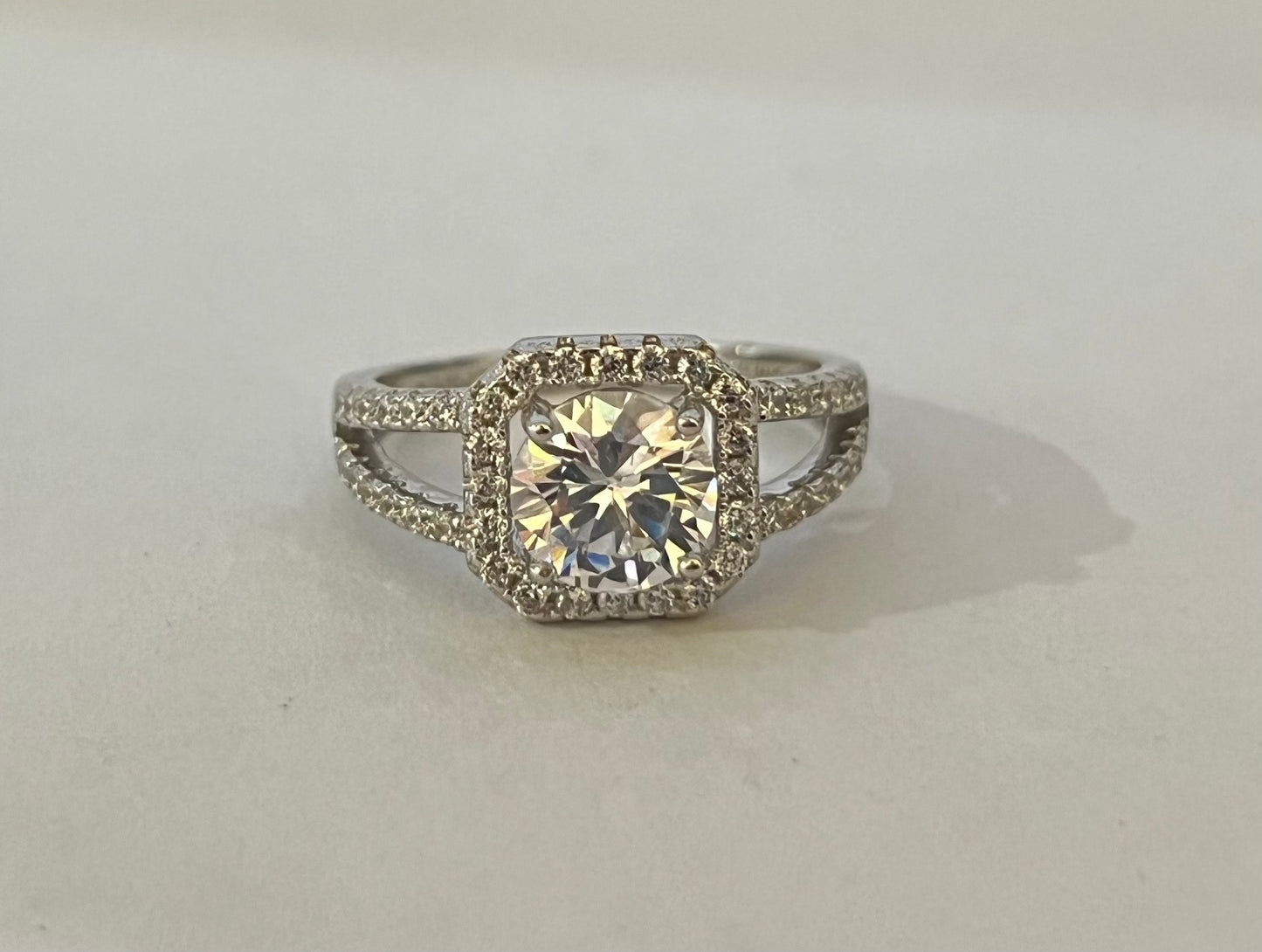 Silver Engagement Ring with CZ