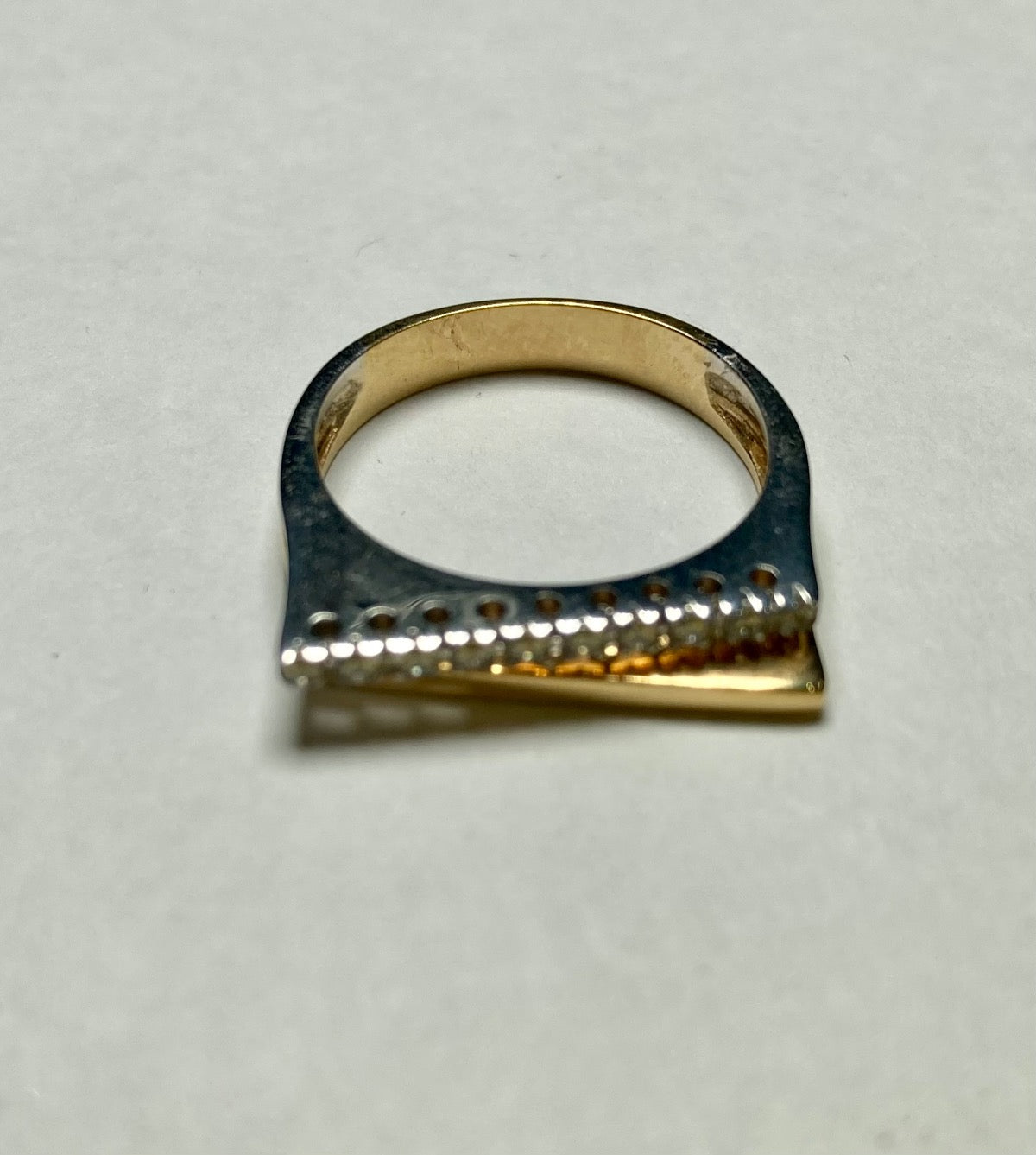 14K Two-Tone Gold Ring with CZ