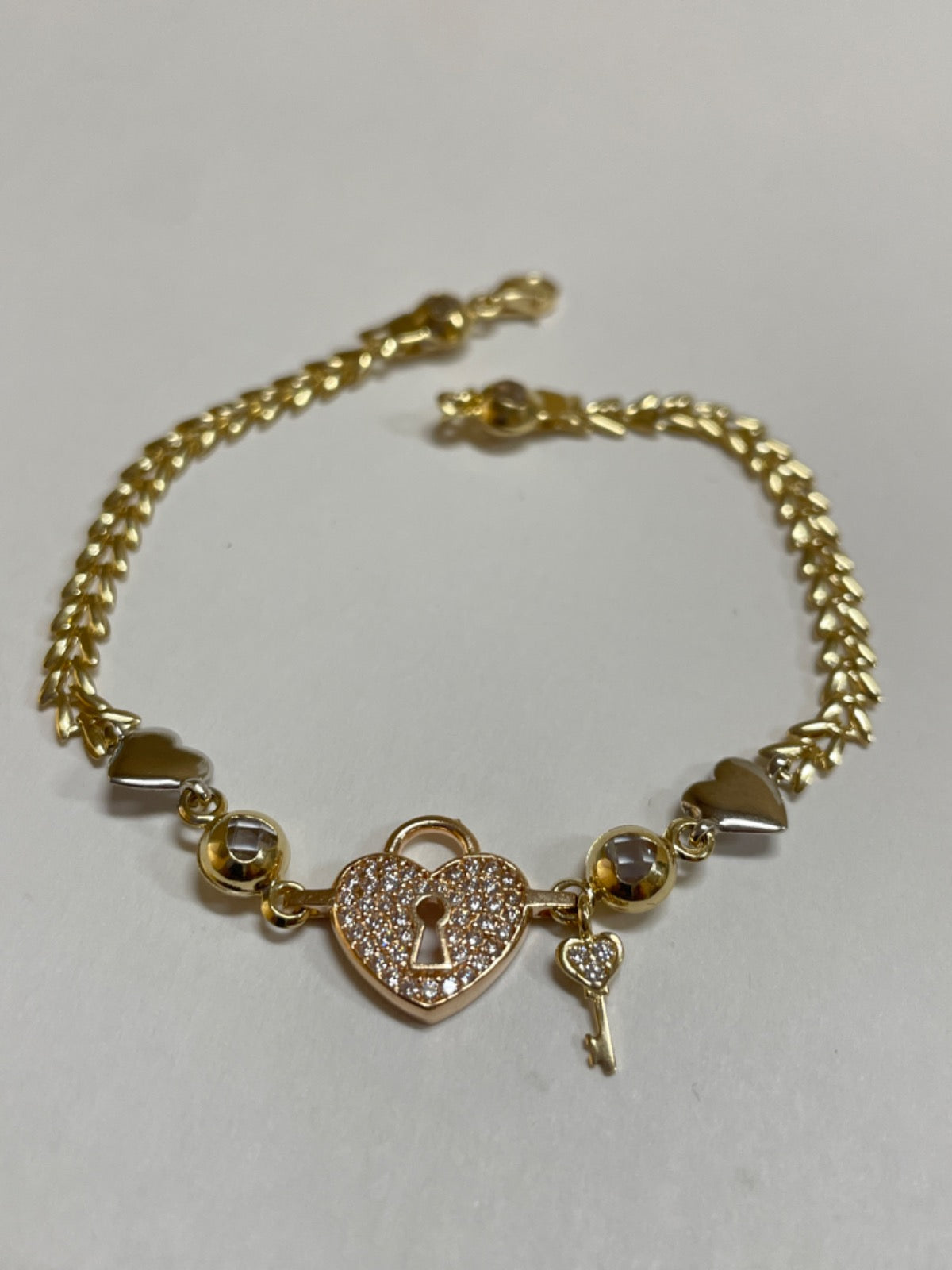 14K Tri-Tone Gold Bracelet with CZ