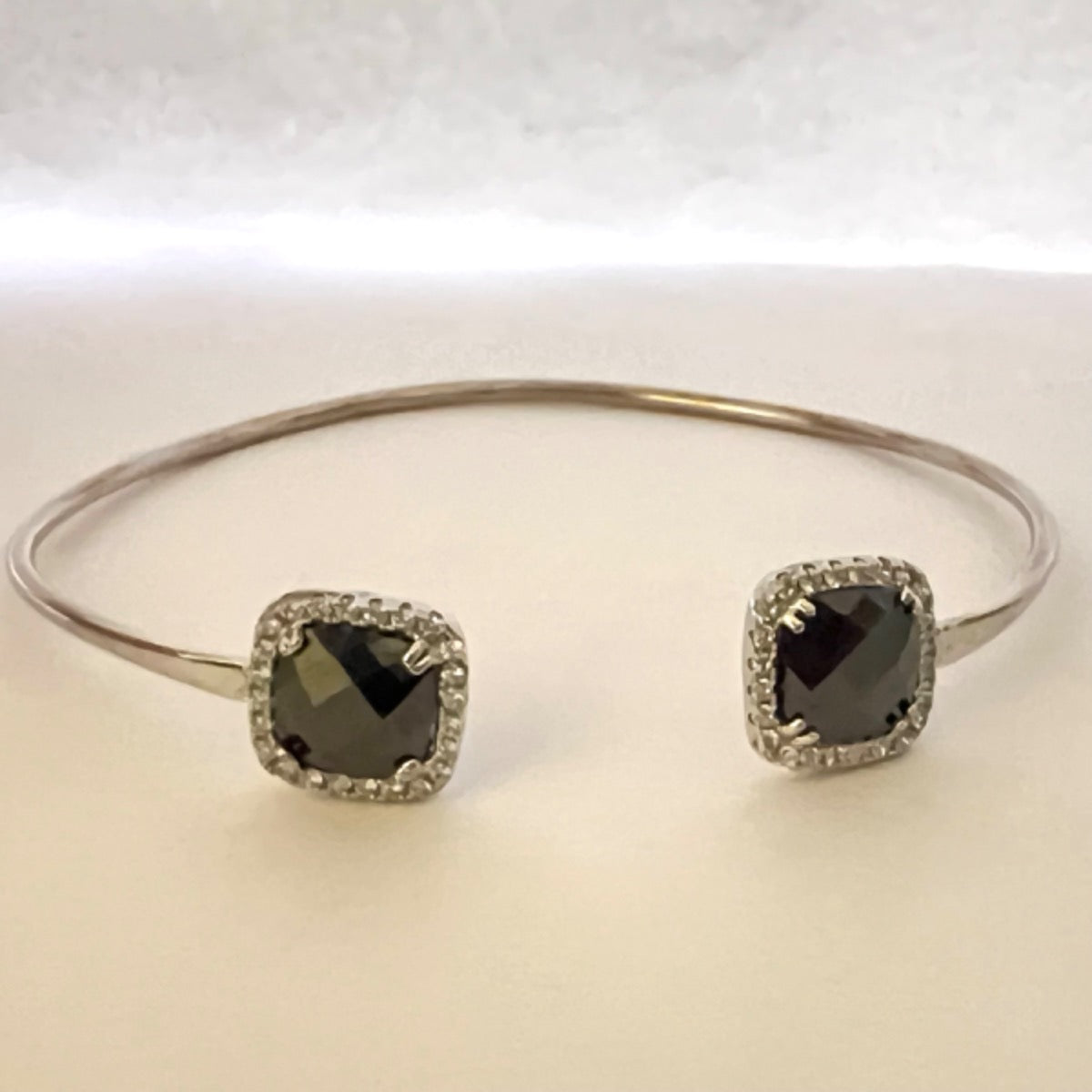 Silver  Bracelet with CZ and Onyx