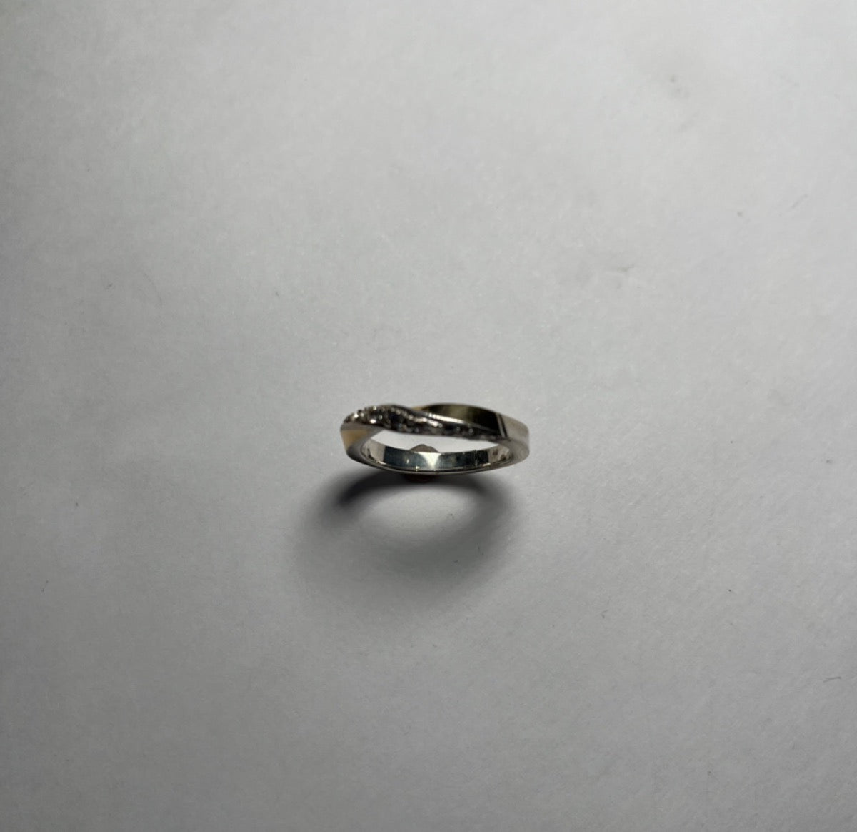 Two-Tone Silver Wedding Band with CZ